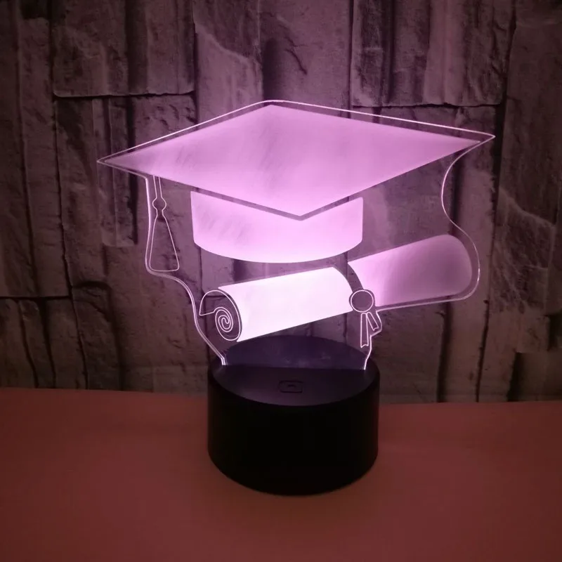 

YIMIA Creative Doctorial Hat 7 Colors Change 3D LED Light Acrylic Touch USB Lamp Bedroom Table Desk Night Light kid's Gift Funs