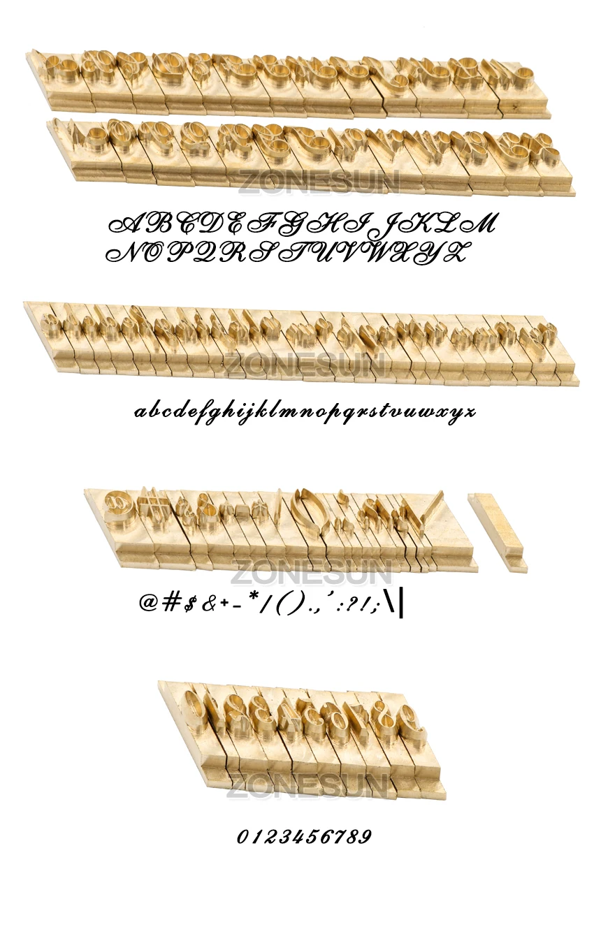 ZONESUN T Тип Гибкие буквы CNC гравировальная форма машина для горячего тиснения фольгой номер алфавита символ пользовательский шрифт символ формы