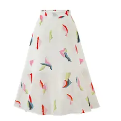 Цветной шифоновый Ретро Женская юбка высокая талия большие качели Макси юбка модная повседневная женская свободного покроя пляжные юбки
