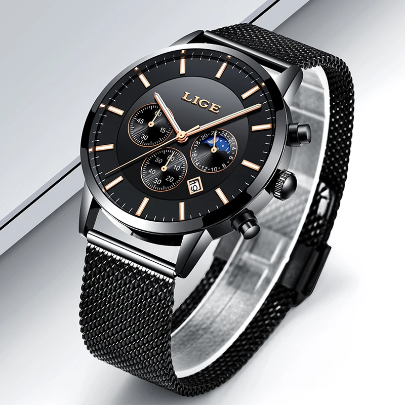 Goedkoop LUIK Heren Horloges Top Brand Luxe Heren All Staal Mesh Riem Horloge Eenvoudige Casual Sport Polshorloge Quartz Klok relogio Masculino