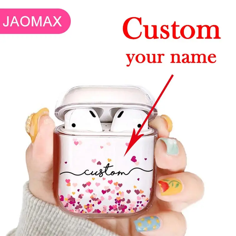 Пластиковый жесткий компьютер прозрачный пользовательское имя Love Hearts Airpods Pro