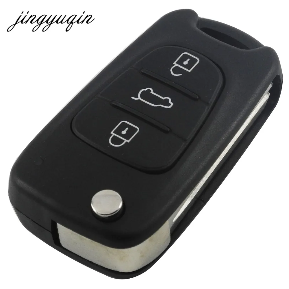 jingyuqin Car Remote Flip Key Shell 3 Button For Hyundai Avante I30 IX35 Kia K2 K5