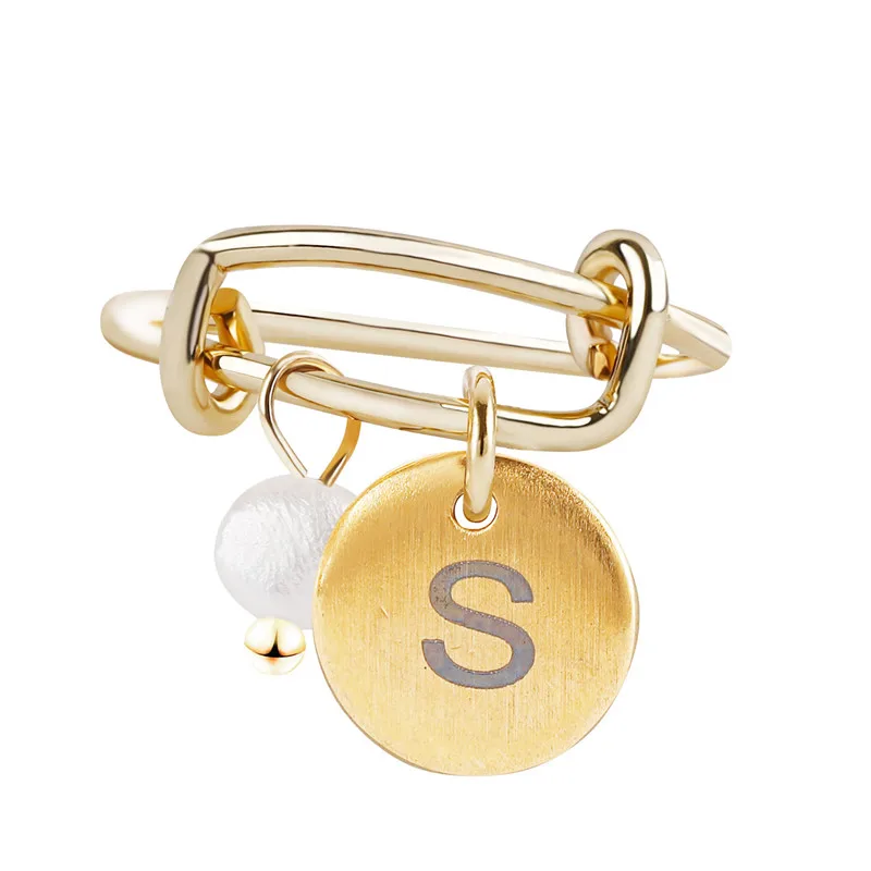 

Custom Jewelry A-Z 26 Round Alphabet Letter Rings For Women Lovers Gold Color Name Ring DIY Female Initial Fashion Rings Jewelry