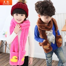 

Nikizoo Cartoon Warm Scarf Kids Multifunction Gloves Kids Autumn And Winter Baby Scarf Soft Velvet Scarves Collar Luxury Brand