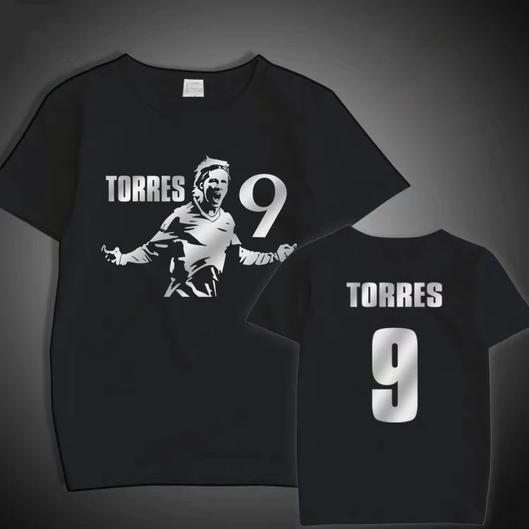 

Men's and women's summer T shirt print casual couple Spanish legend football player Fernando Jose Torres Sanz large size t-shirt
