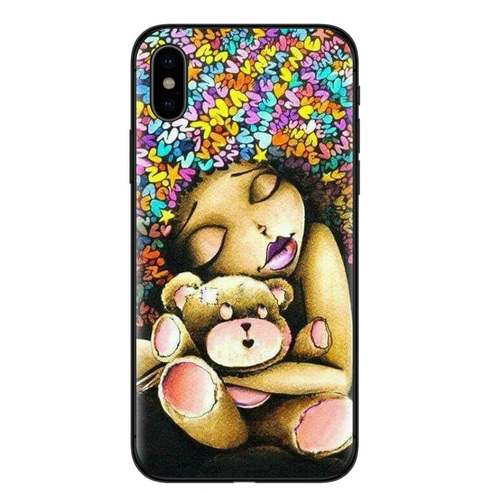 Colorful Afro Girls Phone Case Soft Silicone Black TPU Cover For Apple iPhone X 8 8Plus 7 7Plus 6 6S Plus 5 5S SE Coque Capa