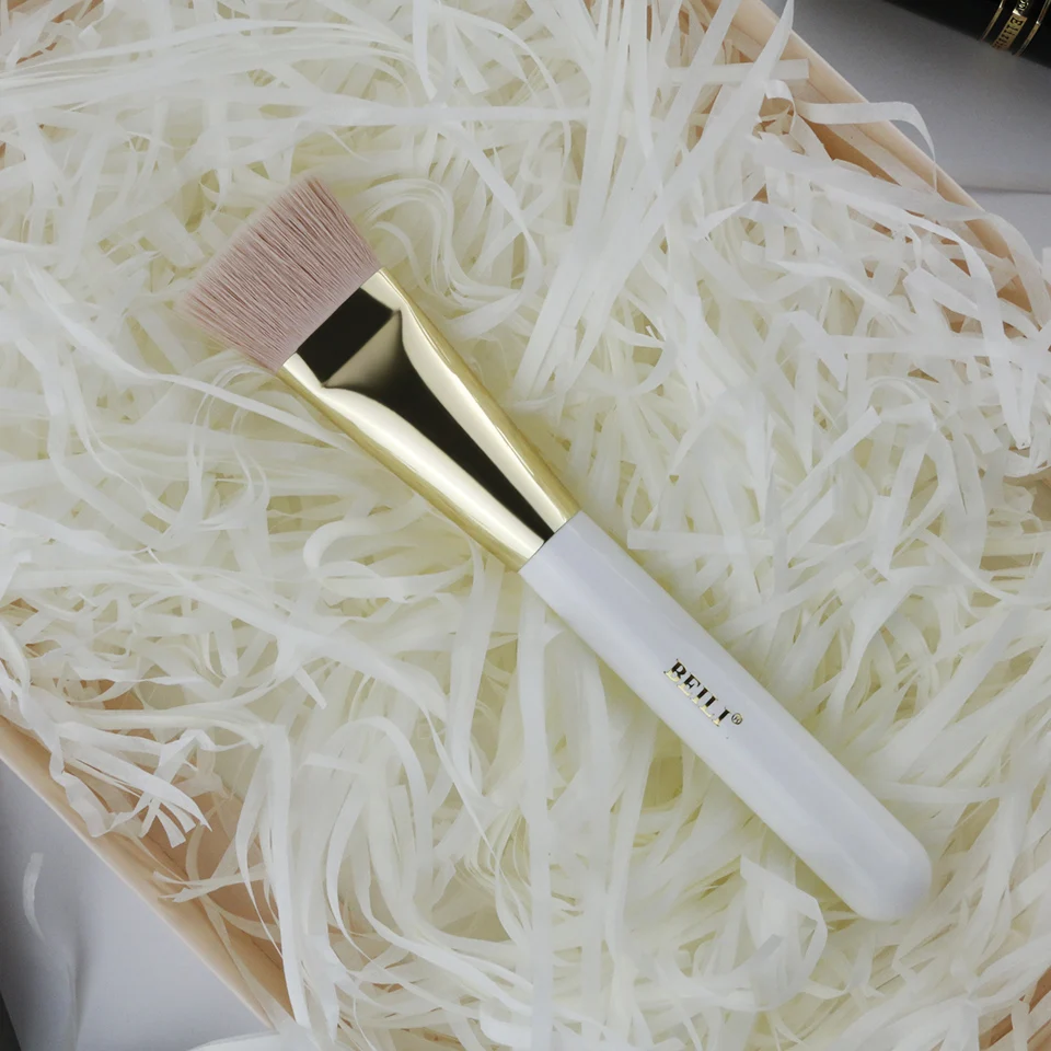 BEILI перламутровая белая Профессиональная Кисть для макияжа Nano Wool Fiber Gold Powder Foundation blusher тени Контурные растушевки бескровные розовые волосы