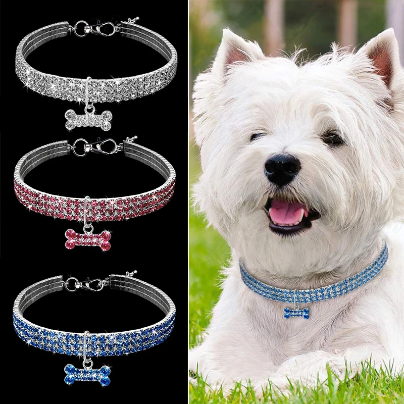 Bling Pet Dog Collar Rhinestone Diamond Bucklet Puppy Collars for Small Medium dogsin Collars