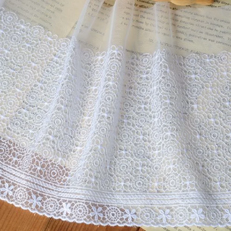 

hot sale Clothing accessories Import white gauze quality white floral embroidery lace 18.5 cm