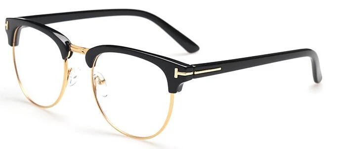 Мужские солнцезащитные очки James Bond, фирменный дизайн, полуоправы, Ретро стиль, солнцезащитные очки, круглые Oculos Tom для мужчин, очки с оправой - Цвет линз: black gold clear