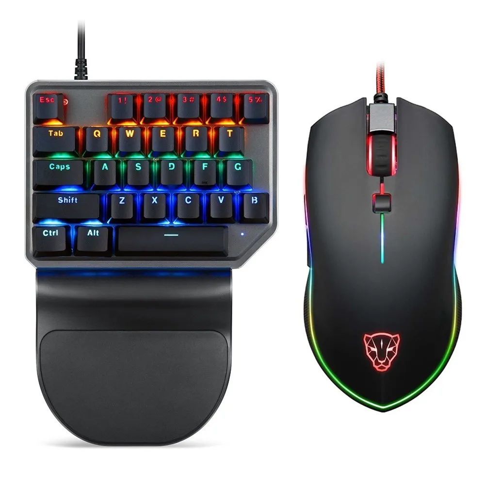 Motospeed Wired Mouse Keyboard Combo RGB Backlight Single Hand K27