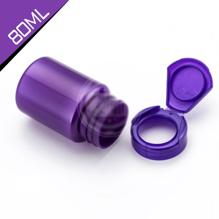 100 шт. 80 мл жемчуг фиолетовый цвет PET Пластик бутылки, капсулы/таблетки/Планшеты/порошок/Конфеты бутылки-фиолетовый цвет шапки