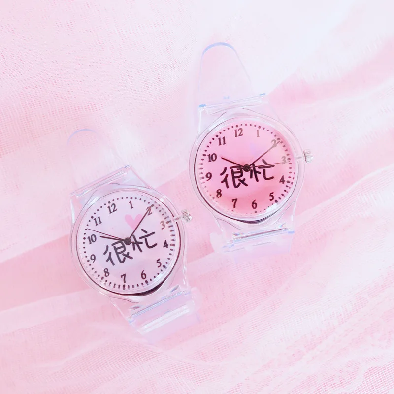 

Simple Fashion Casual Children Watches Transparent Watch Women Sweet Beautiful Women's Quartz Watch for Kids Female Wristwatch