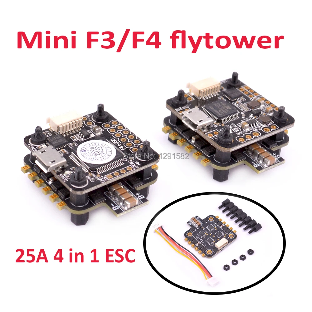 

Mini F3 / F4 Flytower Flight control Integrated OSD Built-in 5V 1A BEC / 25A 4 in 1 ESC 2-4S Support DSHOT For RC ELF 88 X118