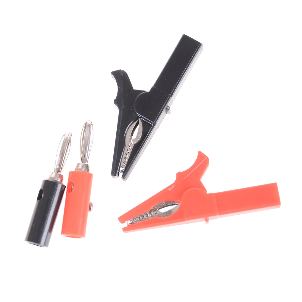 

4pcs/set 55MM Alligator Clip + BANANA PLUG, Test Probe With 4mm Banana Plug Cable Clips Socket Battery Red Black