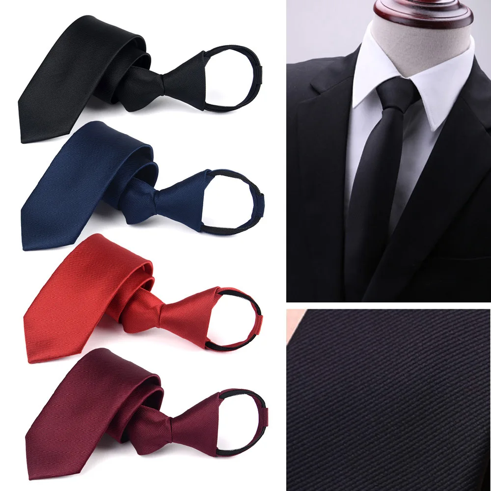 TieSet 6cm Necktie For Men Zipper Big Narrow Lazy Tie Easy To Pull Rope