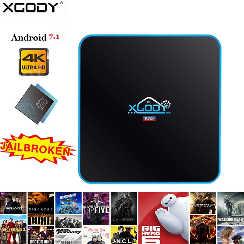 

XGODY Newest 17.4 Smart TV Box 3+32GB Android 7.1 Amlogic S912 Octa WiFi Bluetooth 4K Streaming box TV Receiver Media Player