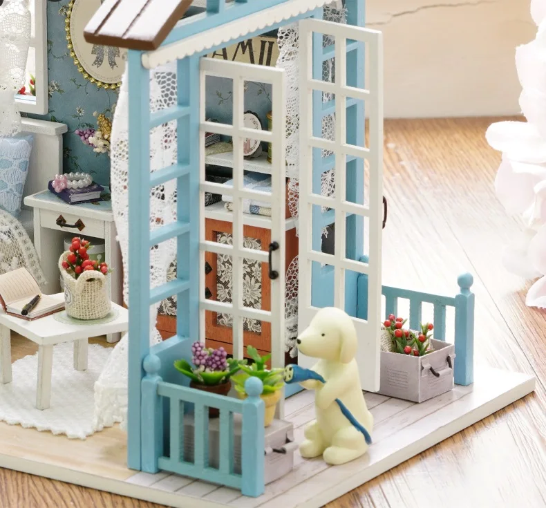 Кукольный дом DIY Миниатюрный Кукольный домик модель деревянные игрушки с мебелью светодиодный свет ручной дом для кукол подарки игрушки для девочек