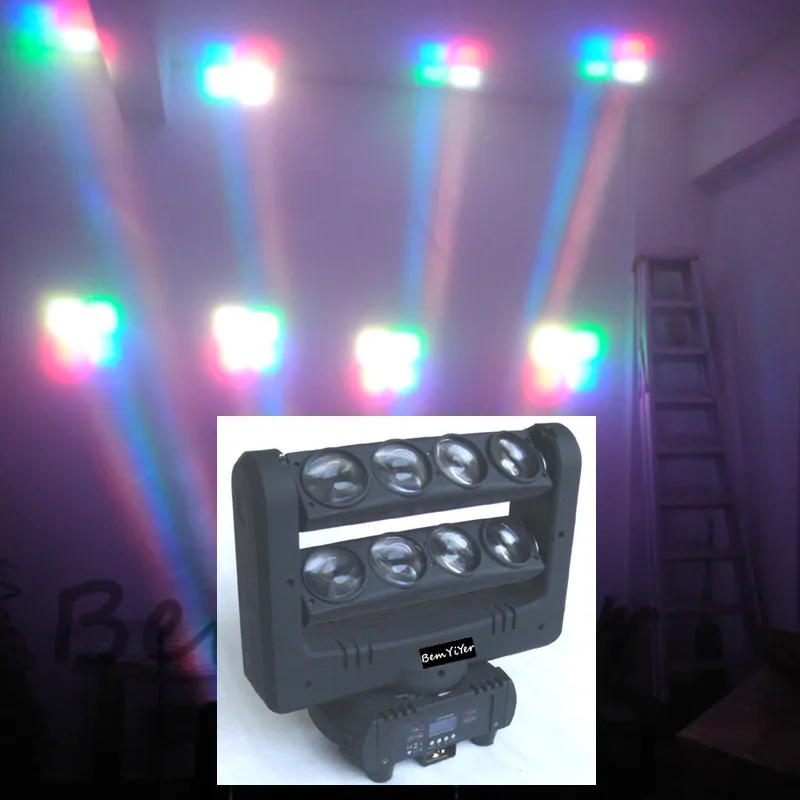 

1pc DJ color 8x10w led spider beam moving head light/Crazy 8/two tilting sweeping bars/Quad-RGBW/party/disco/mobile entertainers