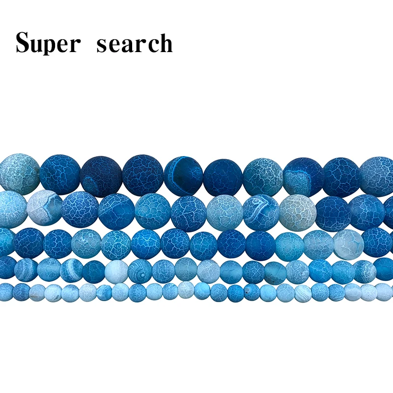 

Natural Stone Beads Blue Weathered agat Round Loose Ball 4/6/8/10/12MM DIY Handicraft Jewelry Bracelet Necklace Making