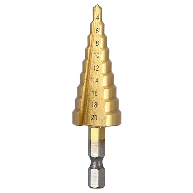 QUK Step Drill Bits Set 3-12mm 4-12mm 4-20mm 3pcsset Titanium HSS High Speed Wood Metal Drilling Power Tool Accessories4