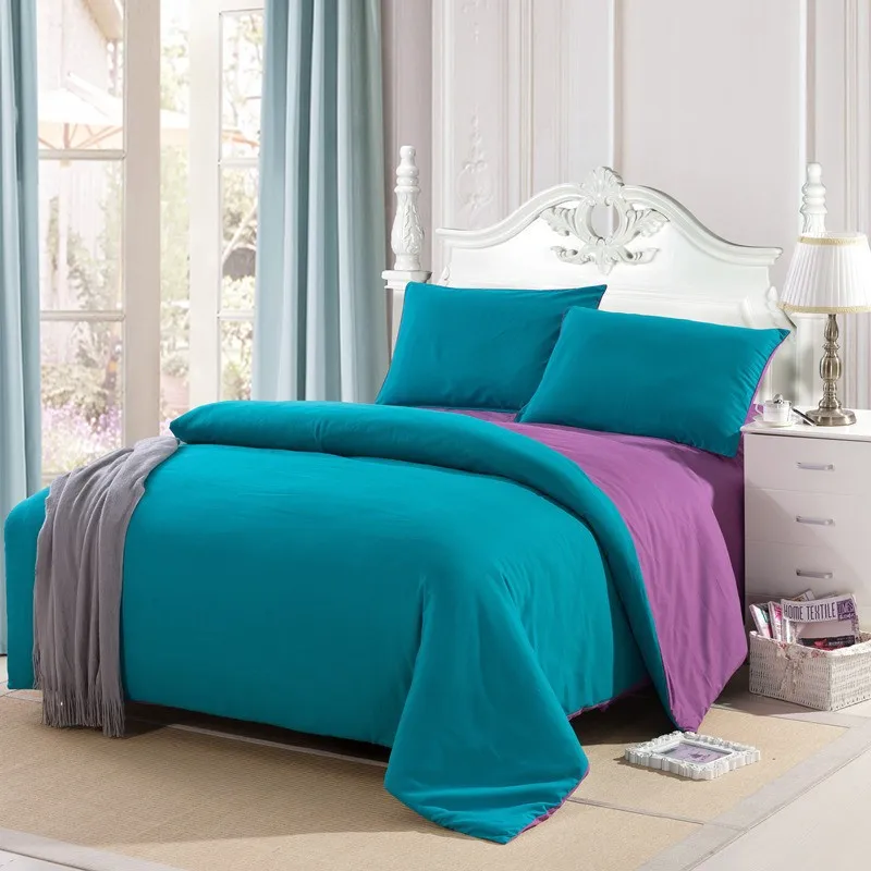 Kids Quilt Cover Set Plain Dyed Single Colour Duvet Cover Quilt