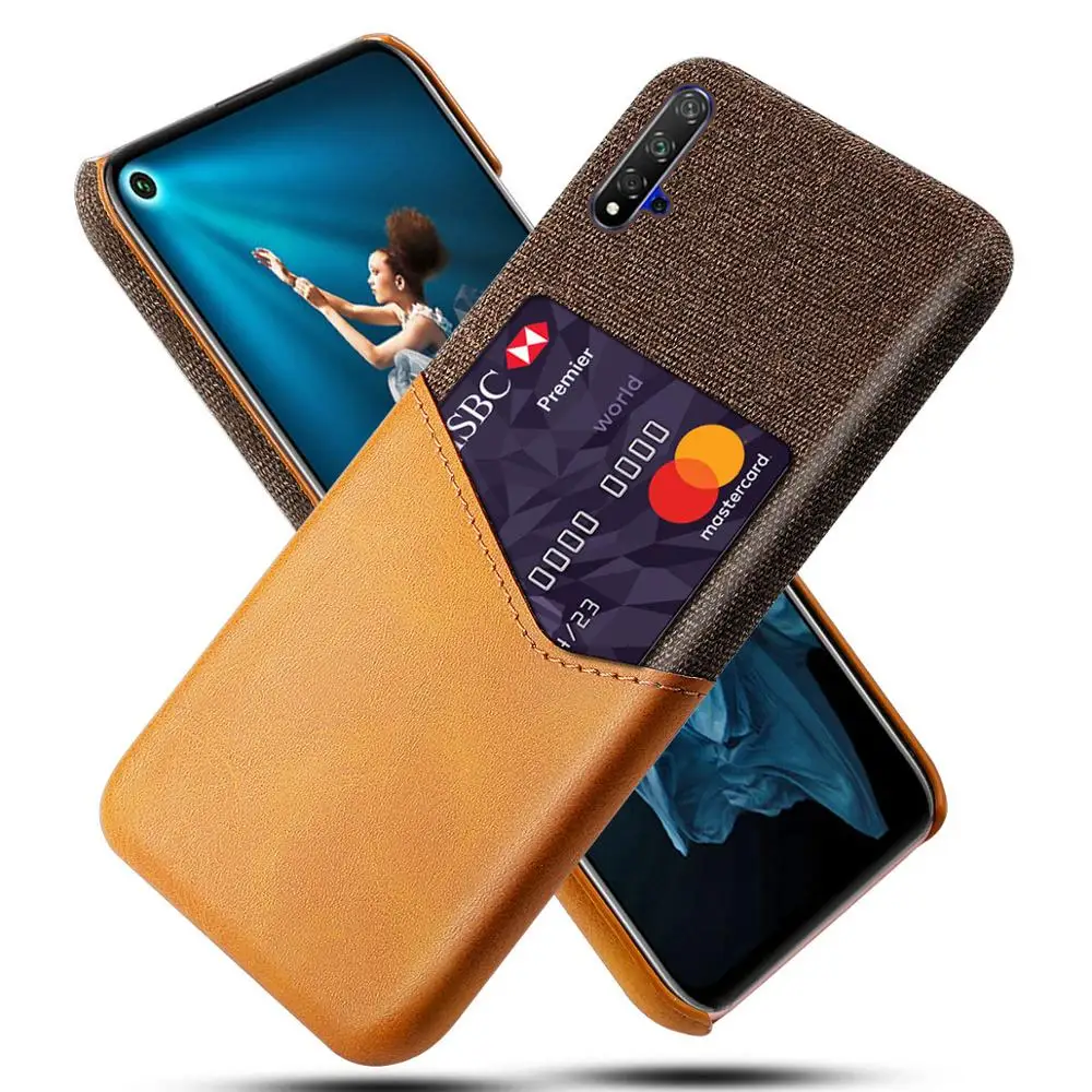 

Hadinas Fabric & PU Leather Case for Huawei Honor 20 Card Slot Wallet Back Case for Huawei Honor 20 Pro Lite Light Cover honor20