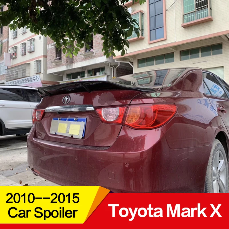 

Use for Toyota Mark X spoiler 2010 11 12 13 14 15 16 17 year glossy carbon fiber rear wing R style Accessories