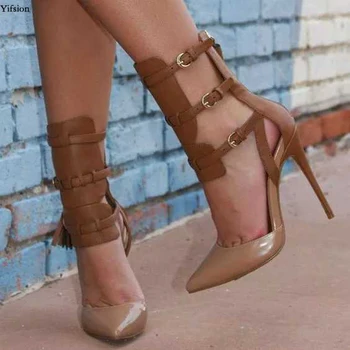 

Olomm Women Pumps Sexy Buckle Strap Thin High Heels Pumps Nice Pointed Toe Pretty Camel Black Shoes Women Plus US Size 5-15