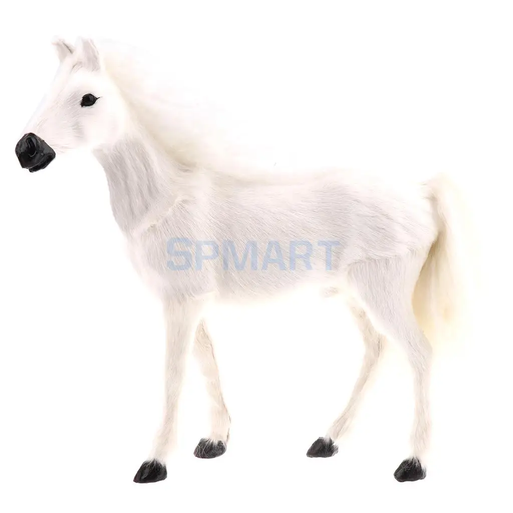 Lifelike Simulation Plush Stuffed Horse Animals Model Figure Plush Figures Soft Toy Home Decoration White