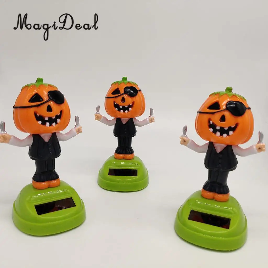 Solar Powered Dancer Toy Bobbing Halloween Pumpkin Car Auto Home Decoration