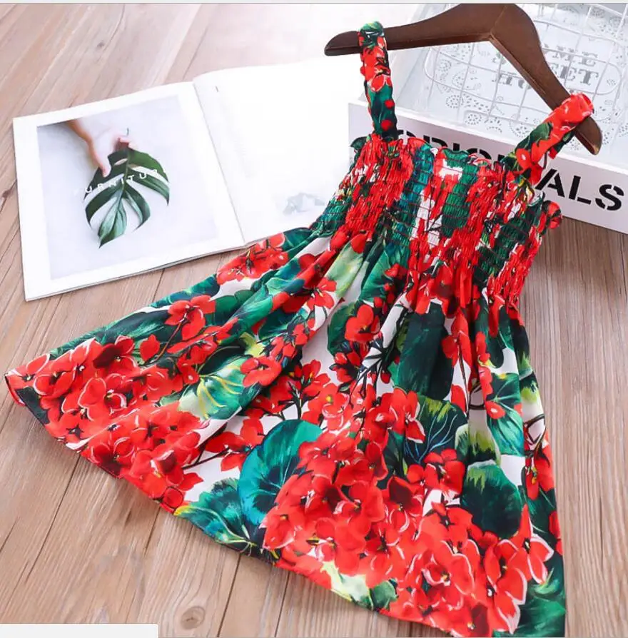 

girls flowers dresses 2019 summer kids beach dress sweet children dresses fashion girls princess dress Children clothes