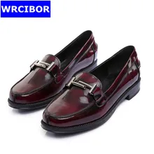PLUS Size 33 41 Genuine leather Vintage Flat Oxford Shoes font b Woman b font 2017