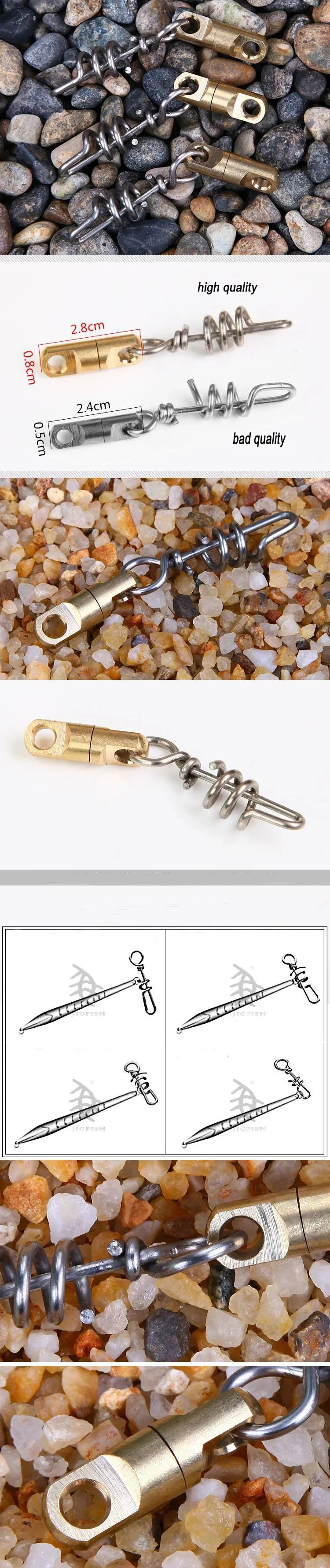 12 pcs_lot fishing swivels rolling brass barrel swivel with interlock snap easy rig For Fishing Special Offer fishing hook1101