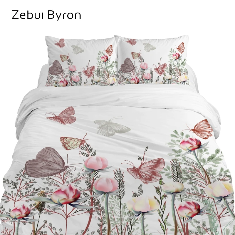 

3D Bedding Set Super King/Queen/Double Size,Custom Printing Quilt/Duvet Cover Set,2/3pcs Butterfly in Flowers Bed Set,Drop Ship