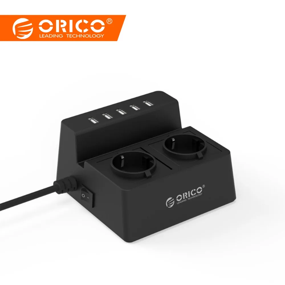 ORICO USB Smart Power Strip 2 AC Outlet Surge Protector with 5 USB Charger Port Smart extension Socket Charger for Office Home ORICO USB Smart Power Strip 2 AC Outlet Surge Protector with 5 USB Charger Port Smart extension Socket Charger for Office Home