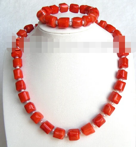 

Jewelry 00936 12mm nautral pink coral &white pearls necklace a set (A0423)