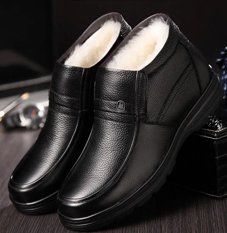 Preise 2019 Winter Männer Echtes leder Stiefel Hohe qualität Dicke wolle männlichen super warm schnee stiefel Oxfords männer Nicht slip baumwolle Schuhe boot
