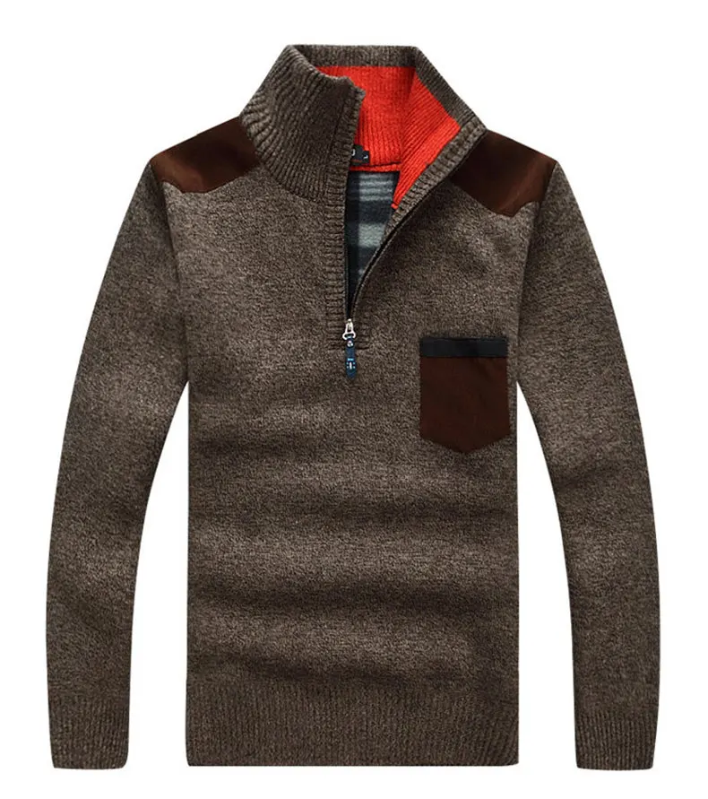 7Colors Muls Fleece Sweater Men Winter Heavy Knitted 1 4 zipper sweater Thick Male Quarter Sweater Jumper Autumn USA Size M-3XL-05