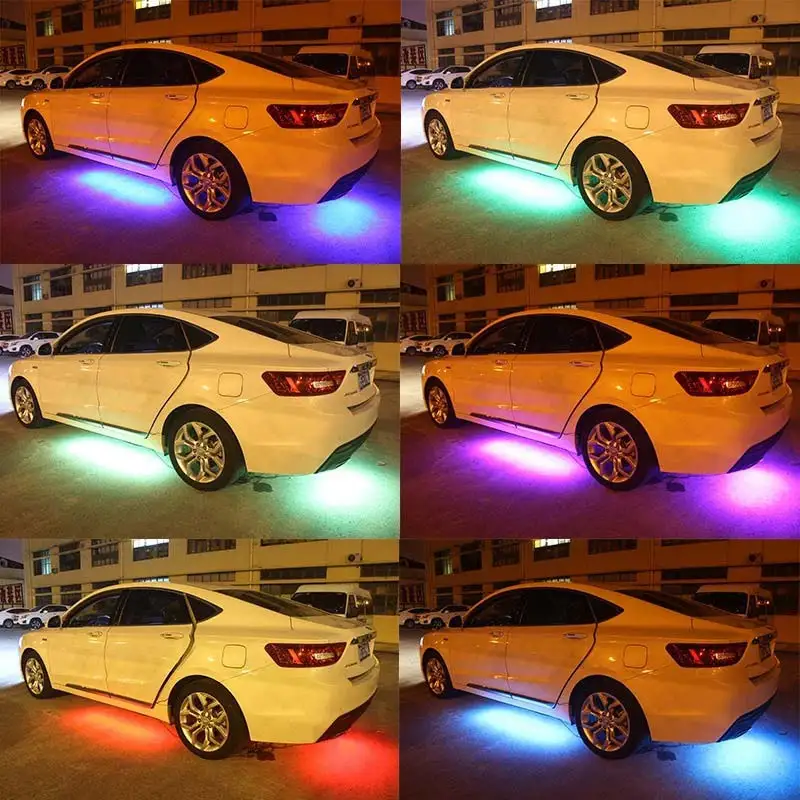 Новый RGB Светодиодные полосы света под автомобилем Underglow Underbody музыка