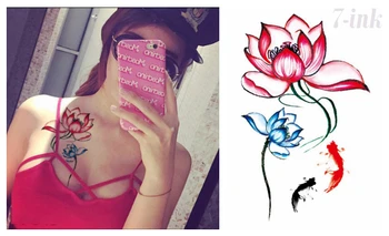

Water Transfer fake tattoo color lotus Koi carp tattoo Waterproof Temporary Tattoo flash tatto for gril woman man