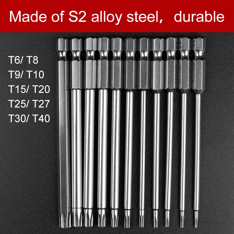 

HOEN 11pcs 100mm S2 Hand Tools Screw Driver Screwdrivers Kit Magnetic Steel Hex Torx Head Drill Screwdriver Set Bits