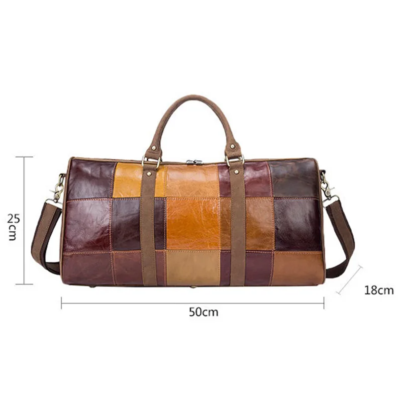 Натуральная кожа высокой емкости дорожные сумки Винтаж натуральная кожаная сумочка дизайнерская бирка для багажа с узором в стиле пэчворк сумки через плечо для женщин