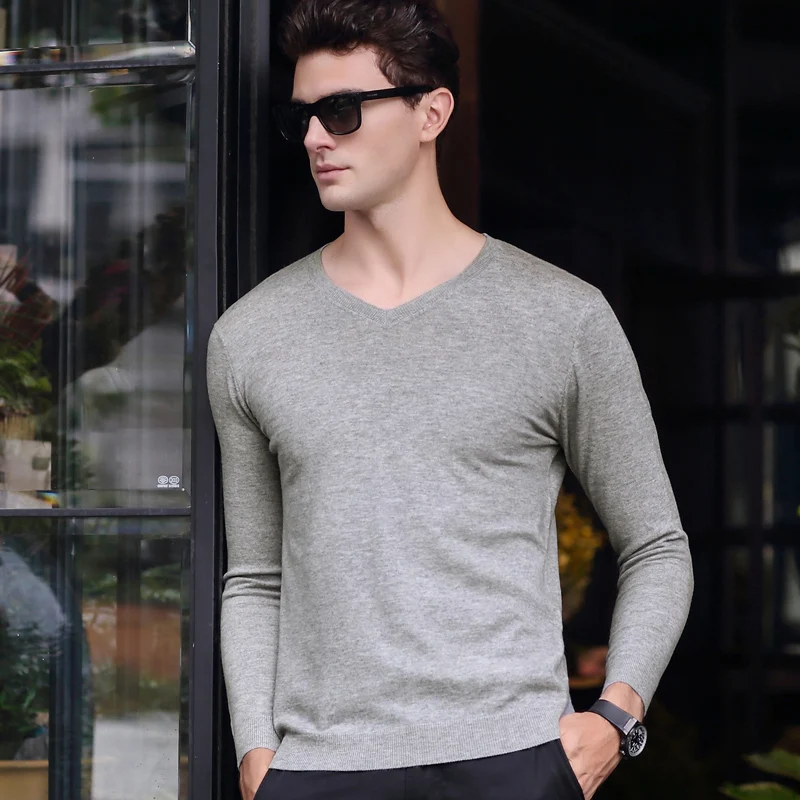 Топ класс модный брендовый свитер мужской пуловер с v-образным вырезом NeSlim Fit джемпер вязаный осенний корейский стиль повседневная мужская одежда
