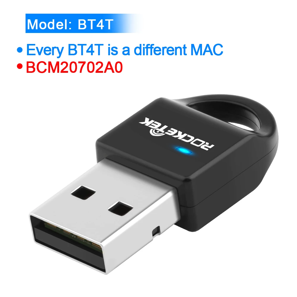 Rocketek Broadcom CSR 4,0 A2DP Bluetooth адаптер USB ключ для ПК компьютерный динамик аудио/ps4 контроллер/приемник передатчик - Цвет: BT4T