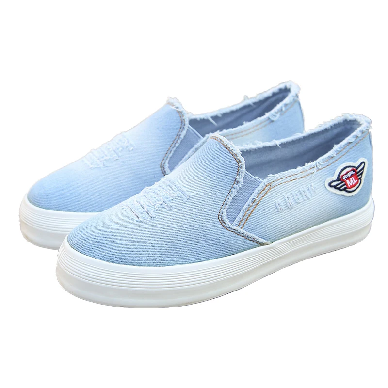 denim slip on flats