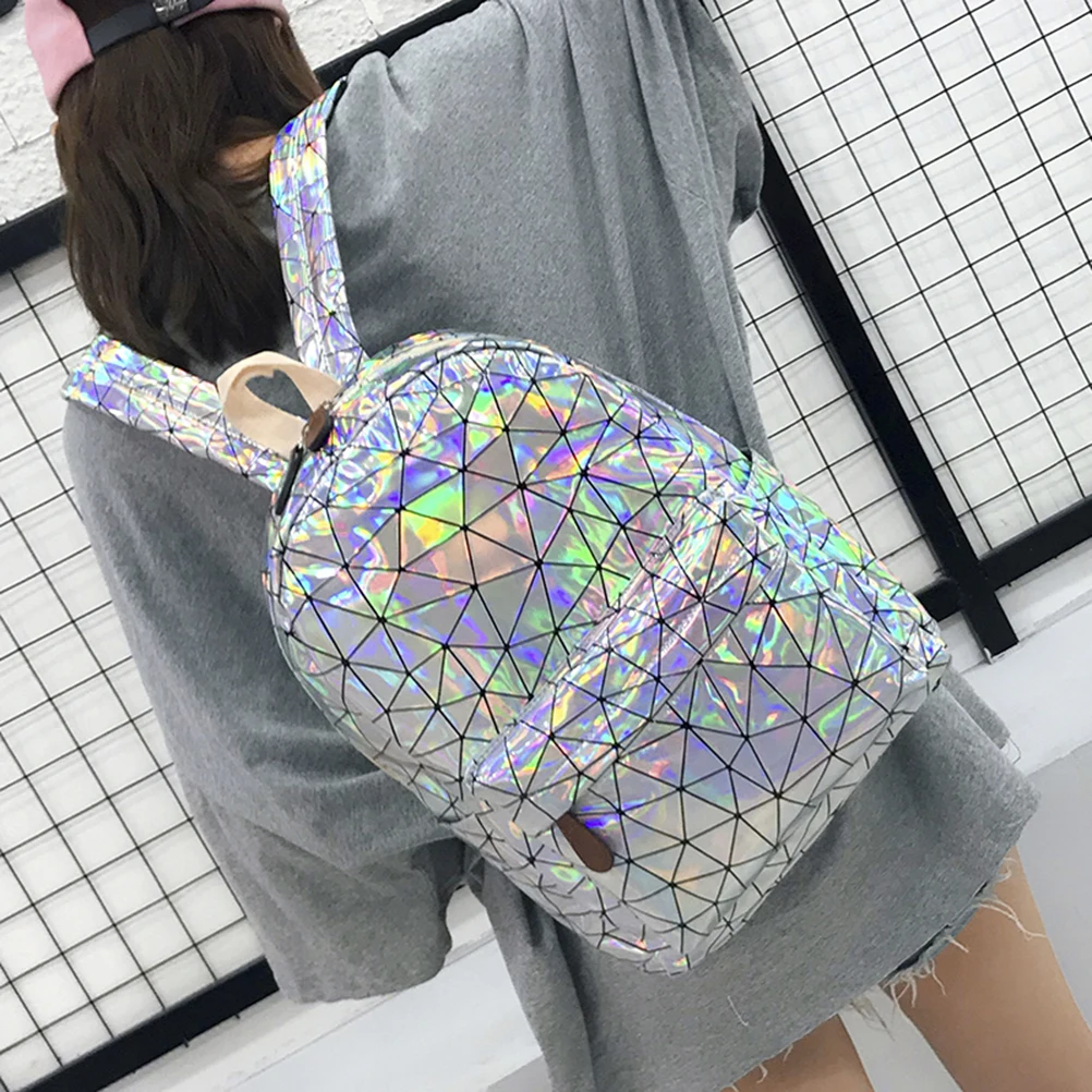 Уличный стиль женский рюкзак с голограммой для обучения геометрические лазерные рюкзаки из искусственной кожи женская школьная сумка туристический рюкзак
