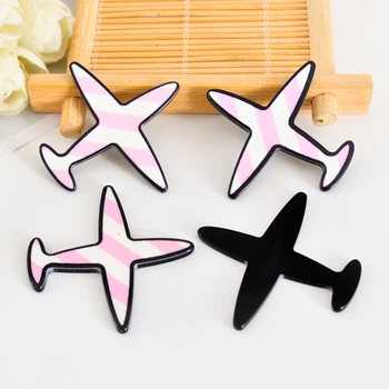

40pcs/Lot 42x40mm Cartoon Airplane Resin Flatback Cabochon Pink Stripes Aircraft Resin Planar Kawaii DIY Scrapbooking Crafts