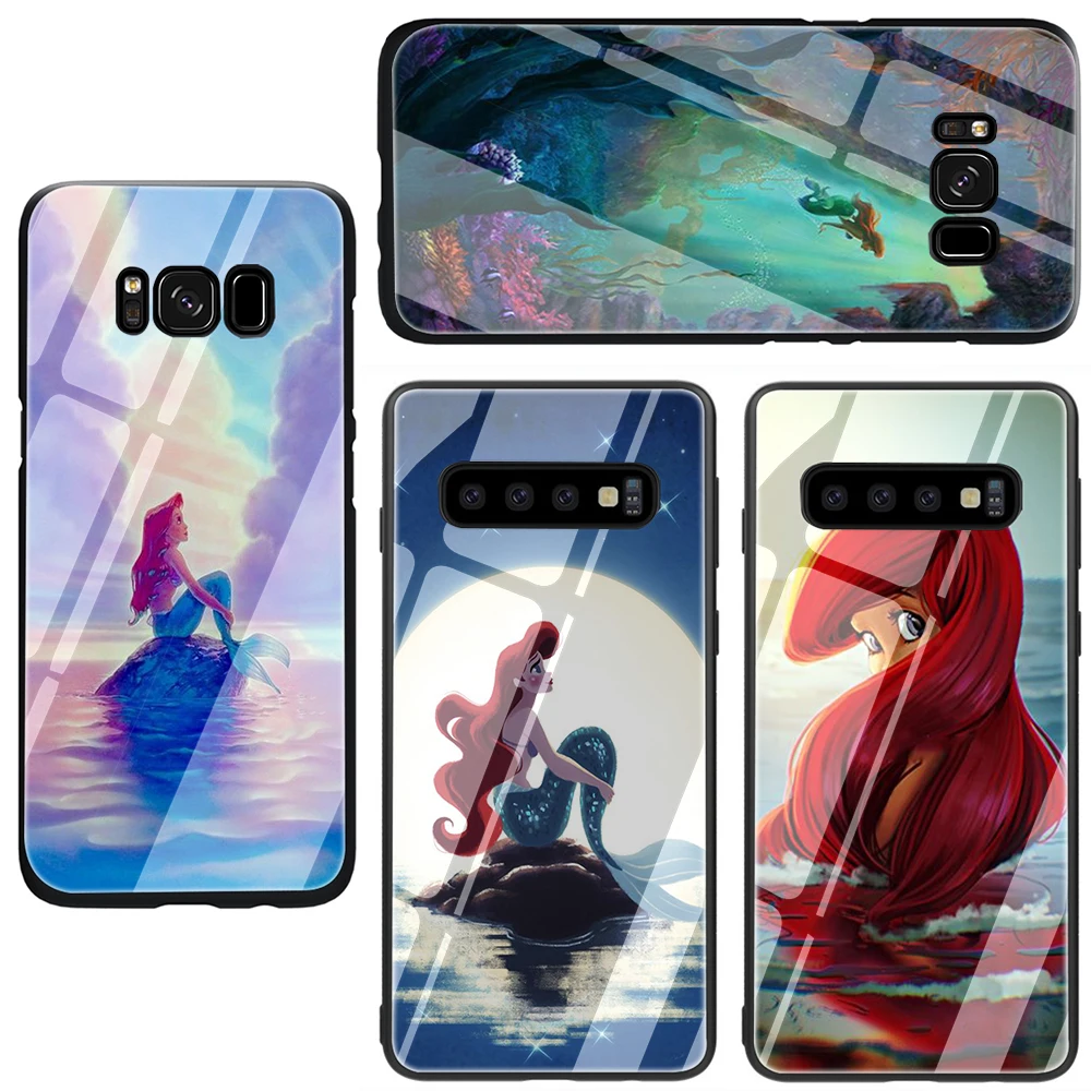 Cartoon Ariel little Mermaid popular Tempered Glass Phone Cover Case for Samsung Galaxy S7 edge S8 9 10 Note 8 9 10 Plus A10 20 30 40 50 60 70