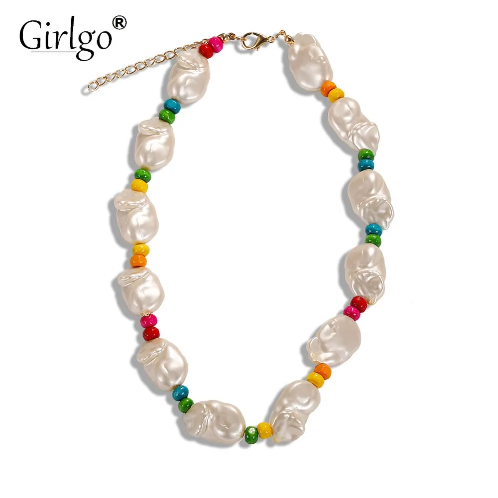 

Girlgo Special Design Colorful Beads Statement Necklaces for Women Trendy Handmade Collar Choker Necklaces Jewelry Gifts Bijoux